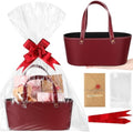 Wonderjune Empty Baskets for Gift Leather Thanksgiving Gift Bags, Red by Wonderjune