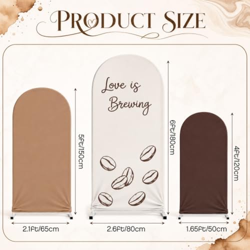 Tingjoo 3 Pcs Love is Brewing Arch Backdrop Cover, 4/5/6ft - Image 4