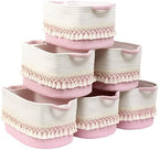 6 Pack Storage Basket for Shelves, Boho Cotton Rope Storage Bins with Heavy Tassel, Shelf Baskets Large Woven Baskets for Organizing, Cube Organizer Bins, Baby Laundry Basket for Clothes, Toys, Pets by Degeyoyo