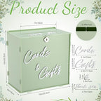 BreezeHug 10" Sage Green Acrylic Wedding Card Box with Lock & 3D Letters - Image 3