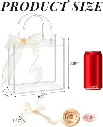 Ohuimrt 50 Pack 6.89" x 3.54" x 6.89" Clear Plastic Gift Bags with Handles - Image 2