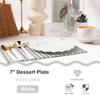 72 Pack White Plastic Plates, 7" Disposable Wave Edge Dessert Plates - Image 2