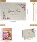Wedding Guest Book with Embroidered Linen Photo Guestbook for Reception - Image 5