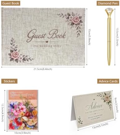 Wedding Guest Book with Embroidered Linen Photo Guestbook for Reception - Image 5