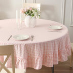Blush White Gingham Tablecloth Round Dia.90” - Image 3