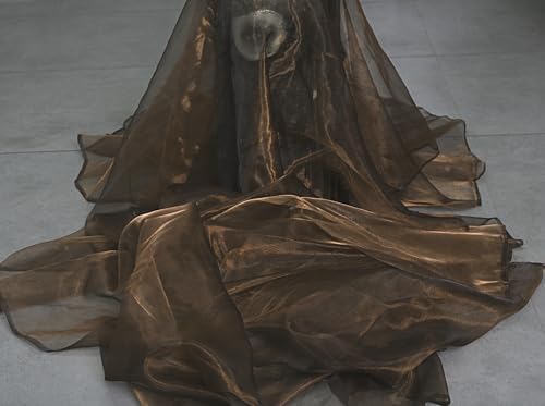 35 Yard Organza Fabric 44" Wide for Wedding Event Décor - Coffee - Image 3