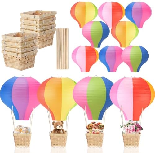 Meooeck 8 Sets Rainbow Colors Hot Air Balloon Table Centerpieces Decor by Meooeck