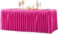1 Pack Hot Pink Rectangle Table Clothes for 4 Foot Tables, Polyester Wrinkle Free Fitted Tablecloths 4ft Stretch Table Cover with Skirt for Wedding, Birthday, Parties, Trade Show, Craft Show by PartyTalk