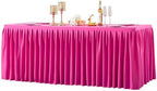 1 Pack Hot Pink Rectangle Table Clothes for 4 Foot Tables, Polyester Wrinkle Free Fitted Tablecloths 4ft Stretch Table Cover with Skirt for Wedding, Birthday, Parties, Trade Show, Craft Show by PartyTalk