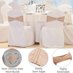 Nude Chair Sashes 50 Pack Spandex Nude Sashes for Chairs Covers Universal Stretch Chair Sashes Band with Heart Buckle Slider for Wedding Banquet Party Decorations - Image 3