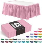 Exquisite Pink Table Skirt 48 Pack - Disposable Plastic Table Skirts for Rectangle Tables 6ft 8ft & Round Tables - 29in x 14ft Self-Adhesive Strip - Birthday Wedding Gender Reveal Decor by Exquisite