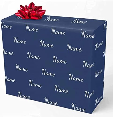 MyPupSocks Customized Logo Gift Wrapping Paper, Name Navy Blue Personalized Birthday Gift Wrap Paper with Text Funny Wrapping Paper Roll for Men Women Birthday Christmas 58x23 5 Rolls by MyPupSocks