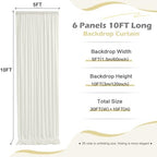 30ft x 10ft Wrinkle Free Ivory Backdrop Curtain for Parties, 6 Panels 5x10ft Silky Polyester Ivory Wedding Backdrop Drapes Photo Back Drop Cloth for Birthday Baby Shower Photography Background - Image 5