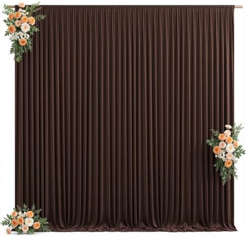 10x10ft Brown Backdrop Curtain for Wedding Parties Wrinkle Free Fabric Brown Drapes Backdrop Decoration for Baby Shower Birthday Photography Decoration 2 Panels, 5ft x 10ft by Gogoparti