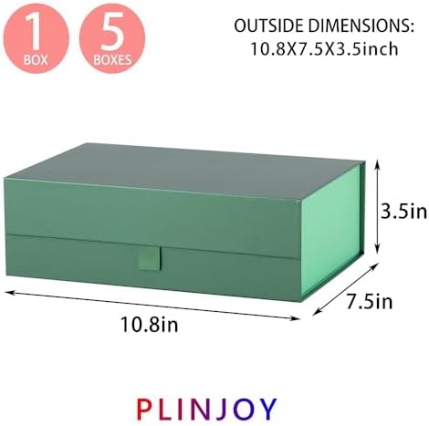 5 Pcs Green Gift Box for Presents 10.8x7.5x3.5 Inches Magnetic Gift Boxes with Lid Luxury Gift Box for Rectangle Collapsible for Bridesmaid, Wedding,Birthday Gift Packging - Image 4