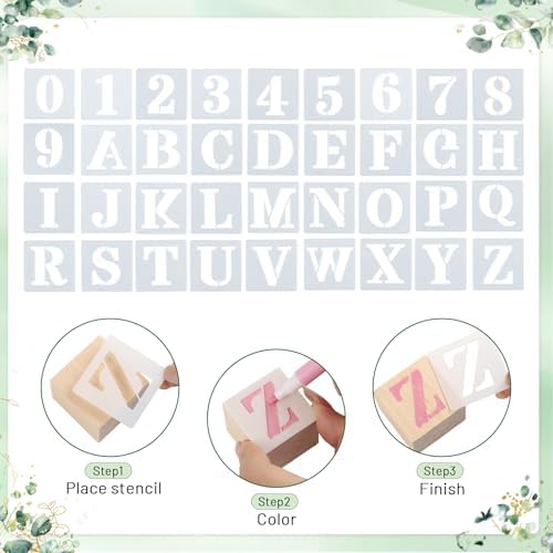 150Pcs Baby Shower Games Kit, 52 Blank Wooden Baby Shower Blocks 24 Acrylic Paint Marker 1 Wooden Sign 1 Storage Box and 72 Templates for Baby Shower Decorations - Image 5