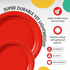 Party Solids Exquisite Red Paper Plates Disposable Heavy Duty 200 Pcs - 100-7" & 100-9" Red Disposable Plates For Party Heavy Duty 350 GSM For Birthday Supplies - Image 4