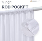 20x16ft White Backdrop Curtains for Wedding Party, 4 Panels 16 ft Long Back Drop Cloth, Wrinkle-Free Polyester Drapes for Birthday, Baby Shower, Stage Photography Background - Image 4