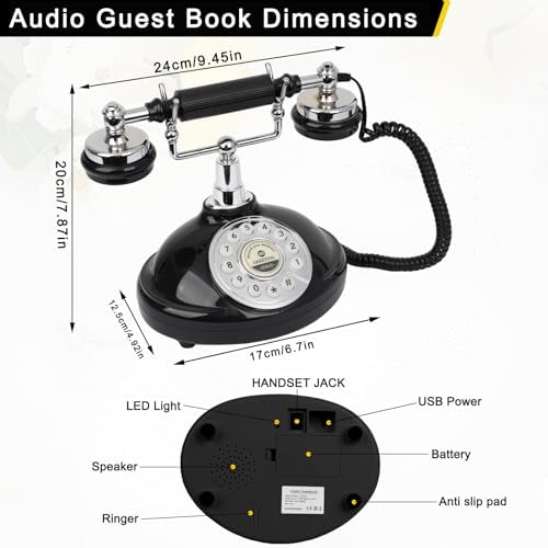 Audio Guest Book Wedding Phone, Record Customized Audio Message with Guest Book Retro Phone Audio GuestBook for Wedding Birthday Party Confession (Battery is Included) - Image 6
