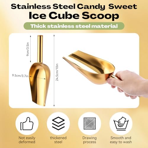Roshtia 12 Pcs Gold Ice Scoops, Candy Scoops for Buffet Jars, 8 oz - Image 2