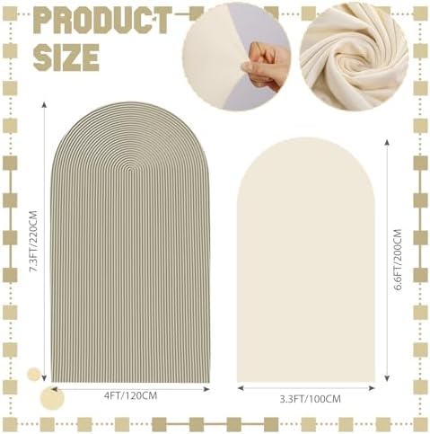 2 Set Wedding Arch Cover Khaki Ripple & Solid Color Stretchy Backdrop Cover - Image 2