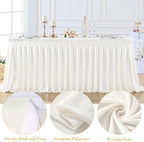 4 Panels Ivory Desk Skirt for Teacher Desk 6ft Table Skirts for Rectangle Tables 6ft Spandex Curtain Table Skirt for Classroom Ruffle Fabric Tablecloth for Party Wedding Baby Shower Decorations - Image 6