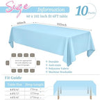 Showgeous 60x102 Inch Light Blue Rectangle Tablecloth 10 Pack Fit 6FT Table - Image 2