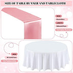 Queekay 24 Pcs 84'' Round Plastic Tablecloth Satin Runner Set, Rose Gold - Image 3