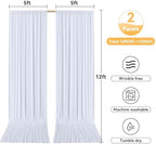 10ftx12ft Wrinkle Free White Backdrop Curtain for Wedding Parties, Silky Polyester 12 ft Long Photo Backdrop Drapes Back Drop Cloth Drapery for Birthday Baby Shower Photography Background - Image 6