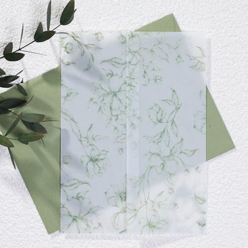 UNIQOOO 50 Pack Pre-Folded Graceful Green Bloom Vellum Jackets&UNIQOOO Wax Seal Stickers - Baby‘s Breath - Image 6