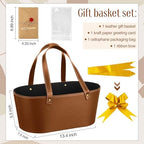 Wonderjune Empty Baskets for Gift Leather Thanksgiving Gift Bags, Brown - Image 2