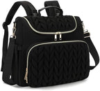 Small Diaper Bag Backpack Quilted Mini Baby Crossbody Diaper Bag Tote for Mom and Baby Girls Boys (Black) by Unknown
