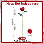 35 PCS Red Roses Artificial Flowers, Fake Roses with Stem Realistic Silk Rose for DIY Wedding Bouquets Table Centerpieces Arrangements Baby Shower Birthday Home Decor Valentines Day Gift for Her - Image 5