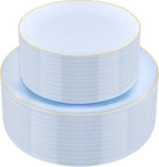 PULOTE 100PCS Blue Plastic Plates - Disposable Light Blue Include 50 Dinner & 50 Dessert/Salad Plates for Party, Wedding & Birthday by PULOTEpartywareWesupplyproductsandyouenjoylife