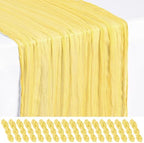18 Pack Light Yellow Cheesecloth Table Runner 17x108 Inches Boho Home Decor by Showgeous