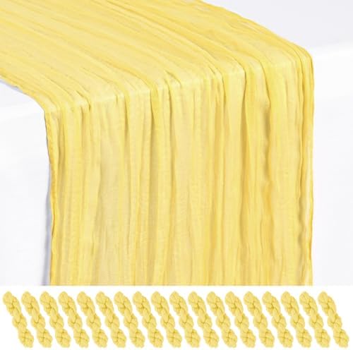 18 Pack Light Yellow Cheesecloth Table Runner 17x108 Inches Boho Home Decor by Showgeous