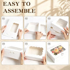 White Bakery Boxes 8x6x2.5 Inch, 50 Pack Dessert Treat Boxes with Stickers - Image 3