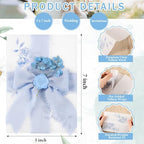 Fullhawl 100 Sets Wedding Invitations Wraps Set Pre Folded Vellum Jackets for 5 x 7 Invitations Dried Flowers Wax Seal Stickers Chiffon Silk Ribbon for Wedding Birthday Bridal Shower Craft DIY (Blue) - Image 3