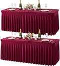 gogoparti 2 Pack Spandex Burgundy Fitted Table Cloth for 6ft Rectangle Tables Burgundy Stretch Tablecloth Table Covers Banquet Table Clothes Wrinkle Free Table Skirt for Parties Wedding by Gogoparti