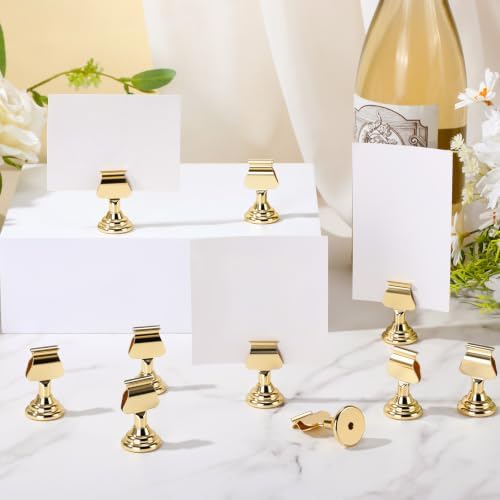 Kathfly 48 Pcs Wedding Table Number Holders Metal Gold Place Card Holder - Image 4