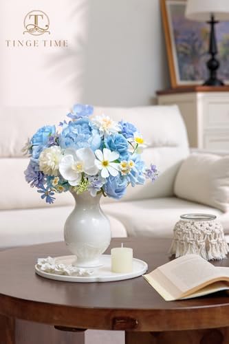 TINGE TIME Artificial Wedding Flower Combo, Blue Rose Peony Flowers - Image 2