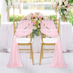 Fanqisi Pink Chair Sashes 16 Pieces 240cm Long Chair Bows Sashes Sheer Tulle Flowy Fabric for Wedding Aisle Chairs Decoration - Image 6
