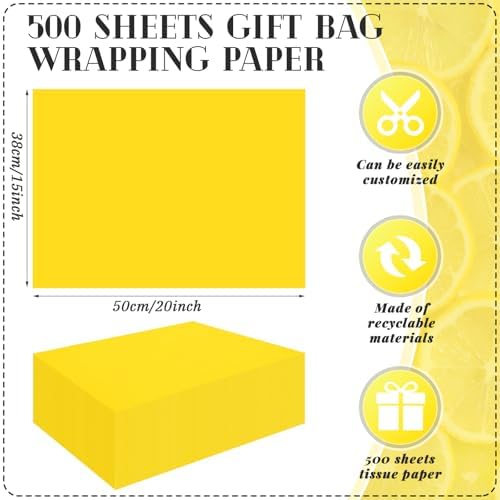 500 Sheets Yellow Tissue Paper Bulk 15 x 20 Inch for Fall Harvest Gift Bags - Image 3