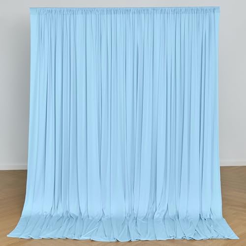 20 x 10ft Wrinkle Free Dusty Blue Backdrop Curtains for Parties Weddings, Thick Silky Polyester Fabric Backdrop Drapes, 4 Panels 5X 10 ft Photo Background Cloth for Birthday Gender Reveal Photography - Image 2