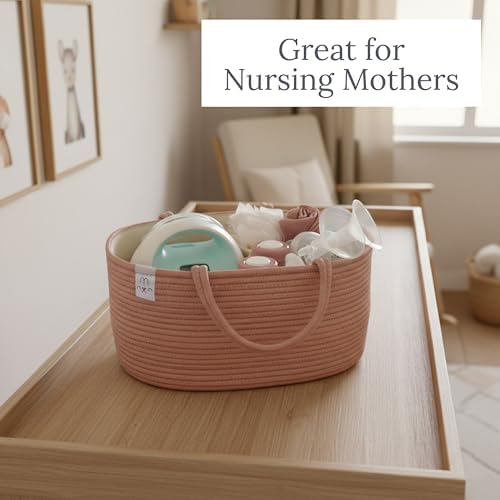 Natemia Rope Diaper Caddy Organizer – Nursery Storage Basket with 3 Compartments for Breast Pump Storage, Diapers, Wipes & Toys – Portable Tote and Gift Bag for Registry and Newborn Essentials - Image 5