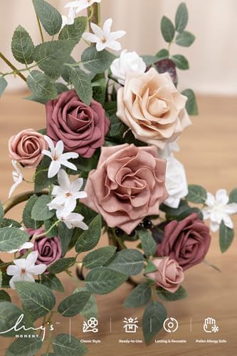 Ling's moment Welcome Sign Flowers, Wedding Floral Swag, Dusty Rose Mauve - Image 3