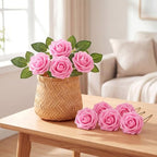 100 Pcs Artificial Rose Flowers, Bright Pink - Image 3