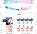 Hombae Wheels or Heels Gender Reveal Decorations, 169 PCs Boy or Girl Gender Reveal Decorations Backdrop Balloon Garland Banner Tablecloth Cake Cupcake Topper Box Cutout Poster Sash Pink Blue - Image 3