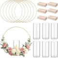 Leinuosen 6 Pack 12 Inch Metal Floral Hoop Centerpiece with Stand Set by Leinuosen