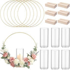 Leinuosen 6 Pack 12 Inch Metal Floral Hoop Centerpiece with Stand Set by Leinuosen